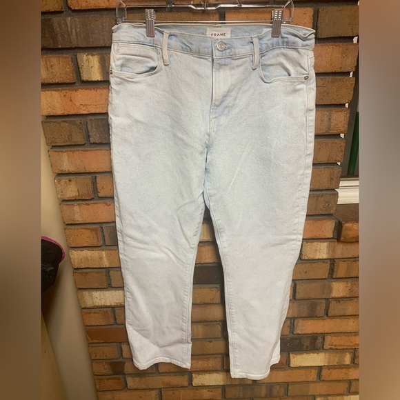 Frame Le High Straight Light Wash Denim Jeans - Picture 1 of 4